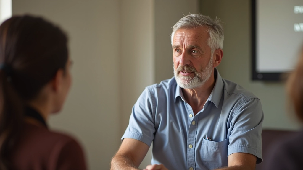 Older gentleman with gray hair working with young volunteers on a community project, teaching and demonstrating a skill